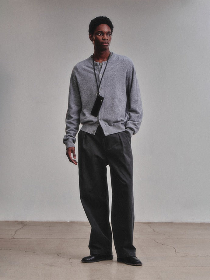 Art if acts - Wholegarment Round Neck Cardigan (Steel Grey) product image 1 | TRAB K-Fashion Australia