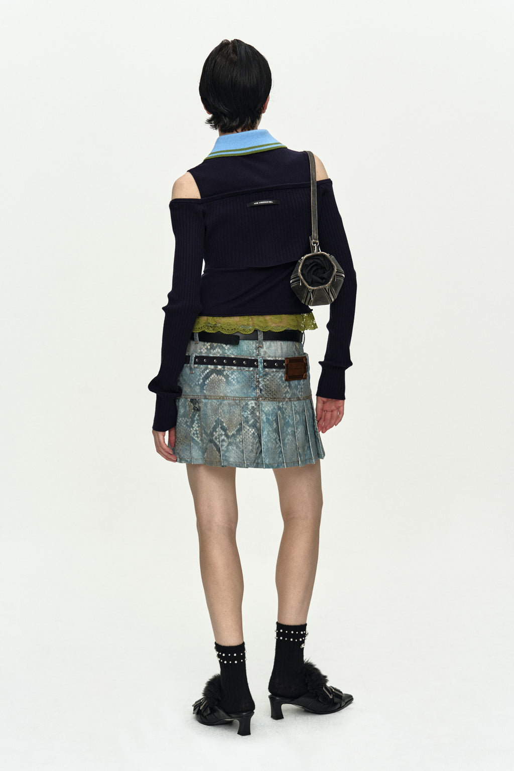 Andersson Bell - Layered Off-Shoulder Collar Top (Navy/Blue) product image 2 | TRAB K-Fashion Australia