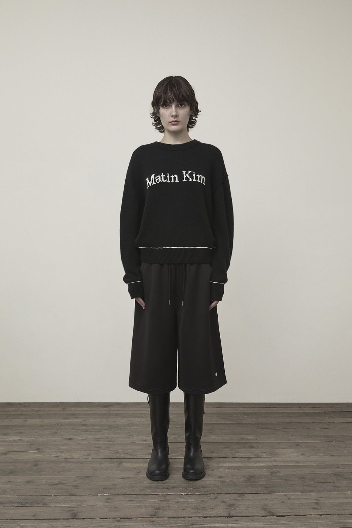 Matin Kim - Color Trim Line Logo Pullover (Black) product image 10 | TRAB K-Fashion Australia