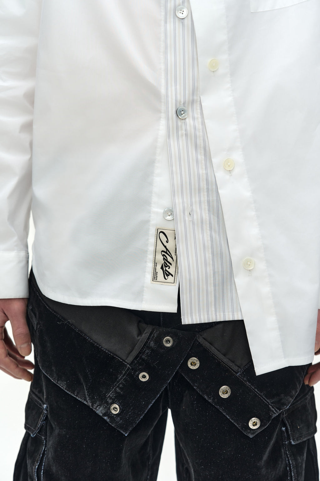 Andersson Bell - Asymmetric Layered Shirt (white/white Stripe) (White/White Stripe) product image 5 | TRAB K-Fashion Australia