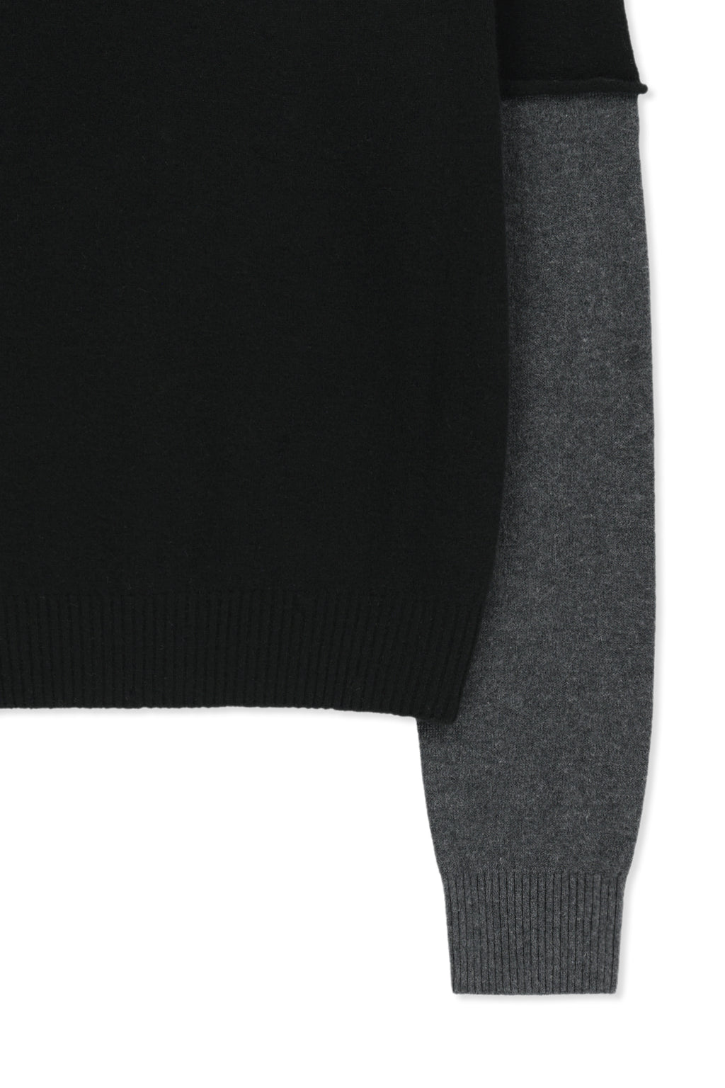 Matin Kim - [Pre-Order – Ships September 28] Cashmere Blended Two Tone Knit Pullover (Black) product image 4 | TRAB K-Fashion Australia