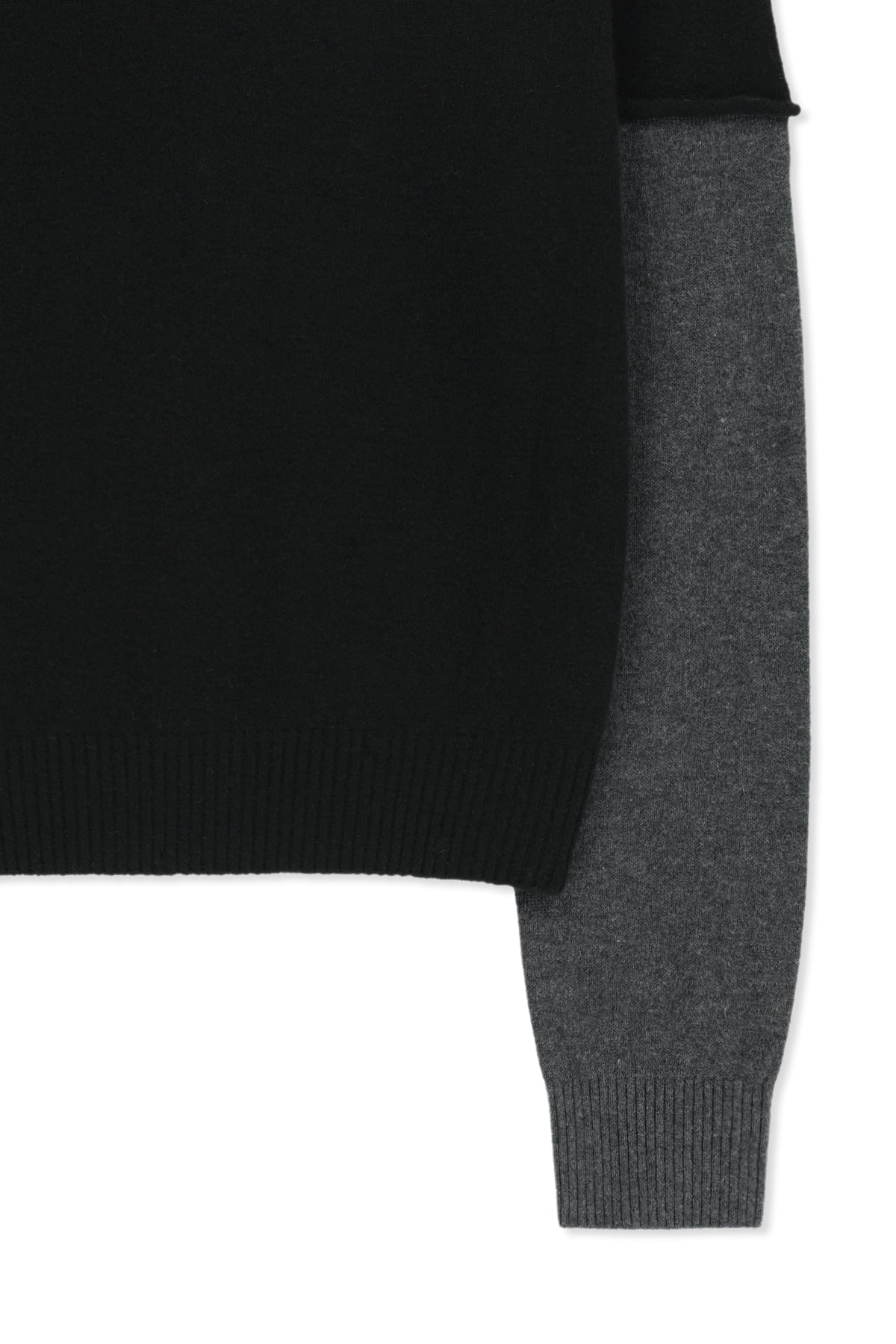 Matin Kim - [Pre-Order – Ships September 28] Cashmere Blended Two Tone Knit Pullover (Black) product image 4 | TRAB K-Fashion Australia