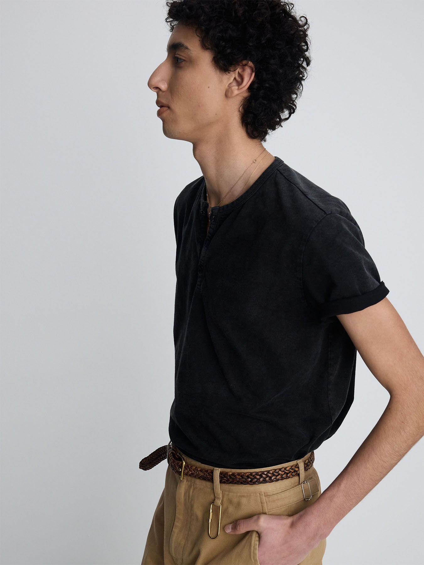 Tonywack - Garment Dyed Henley Neck Top (Vintage Black) product image 4 | TRAB K-Fashion Australia