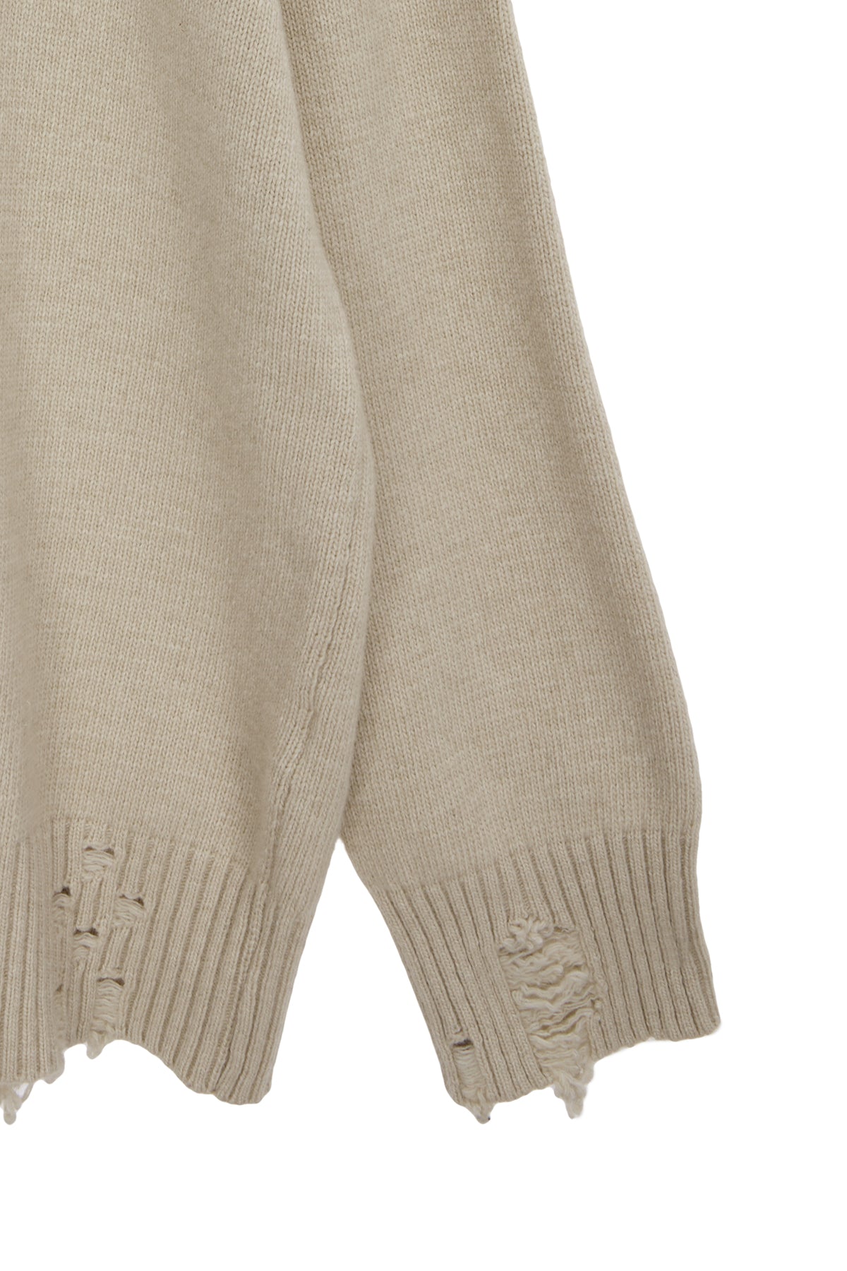 Matin Kim - Damage Logo Knit Hoodie (Beige) product image 4 | TRAB K-Fashion Australia
