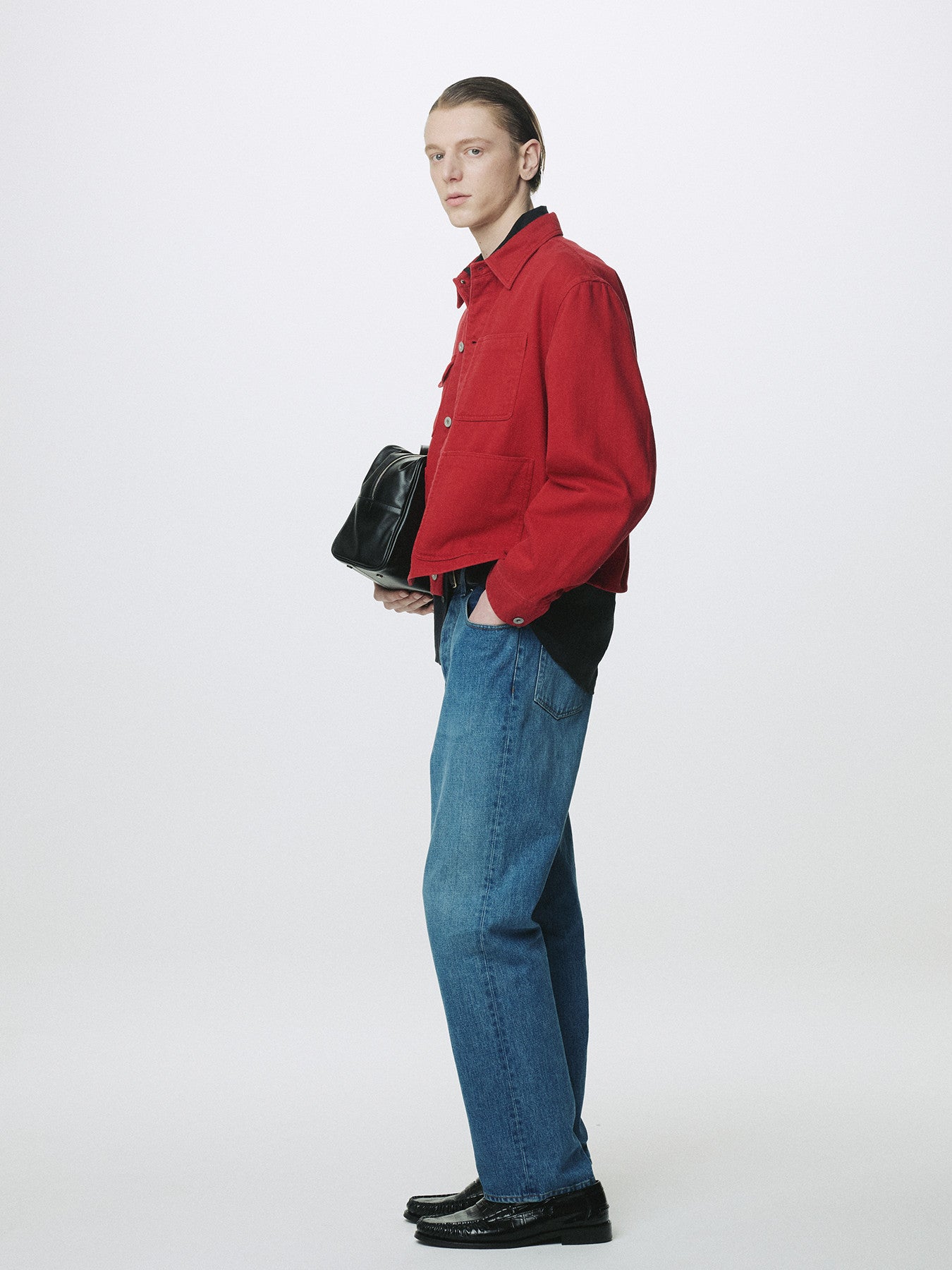 Tonywack - Slub Cotton Cropped Work Jacket (Red) product image 3 | TRAB K-Fashion Australia