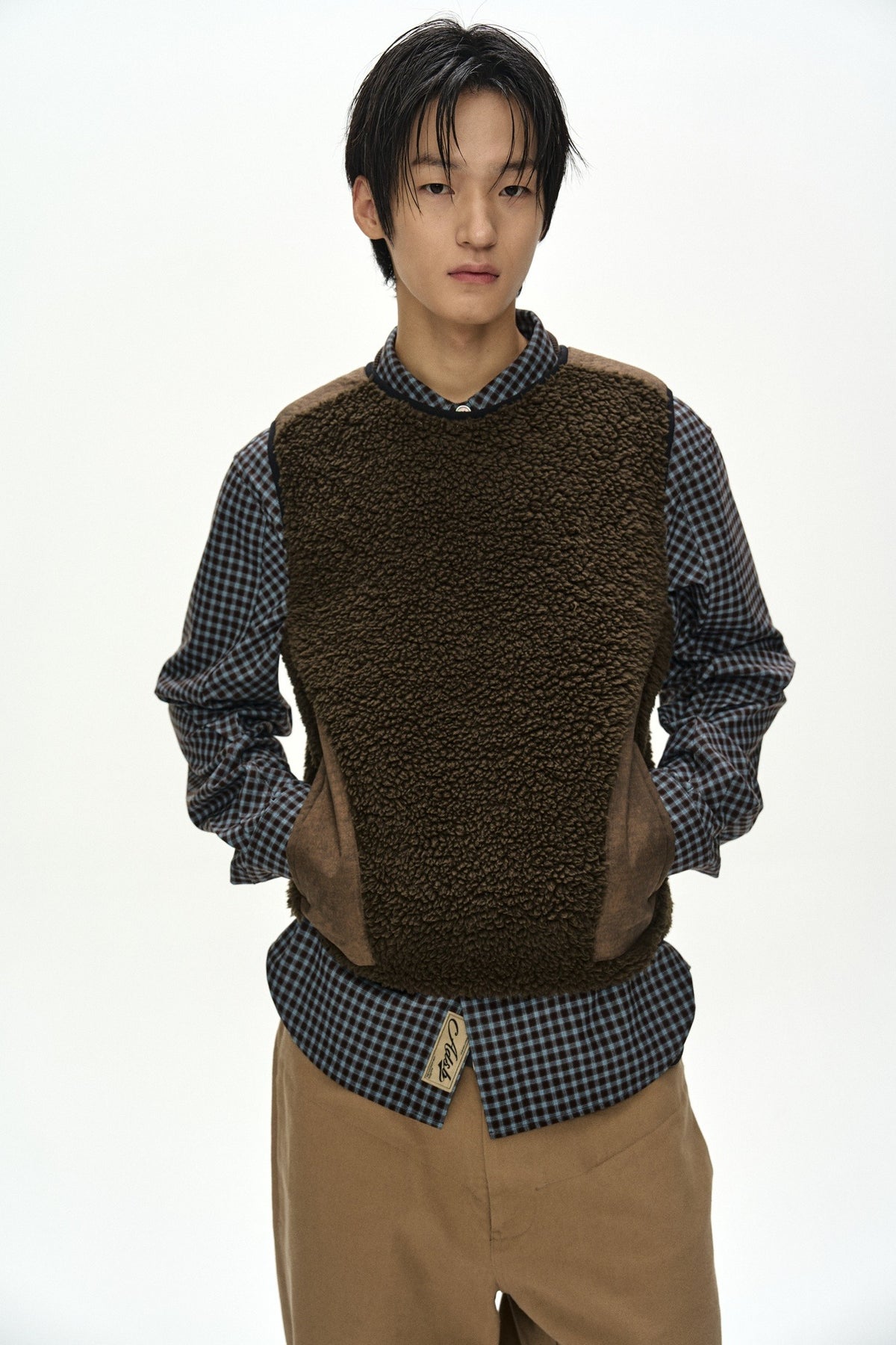 Andersson Bell - Sorano Patchwork Fleece Vest (Taupe) product image 1 | TRAB K-Fashion Australia