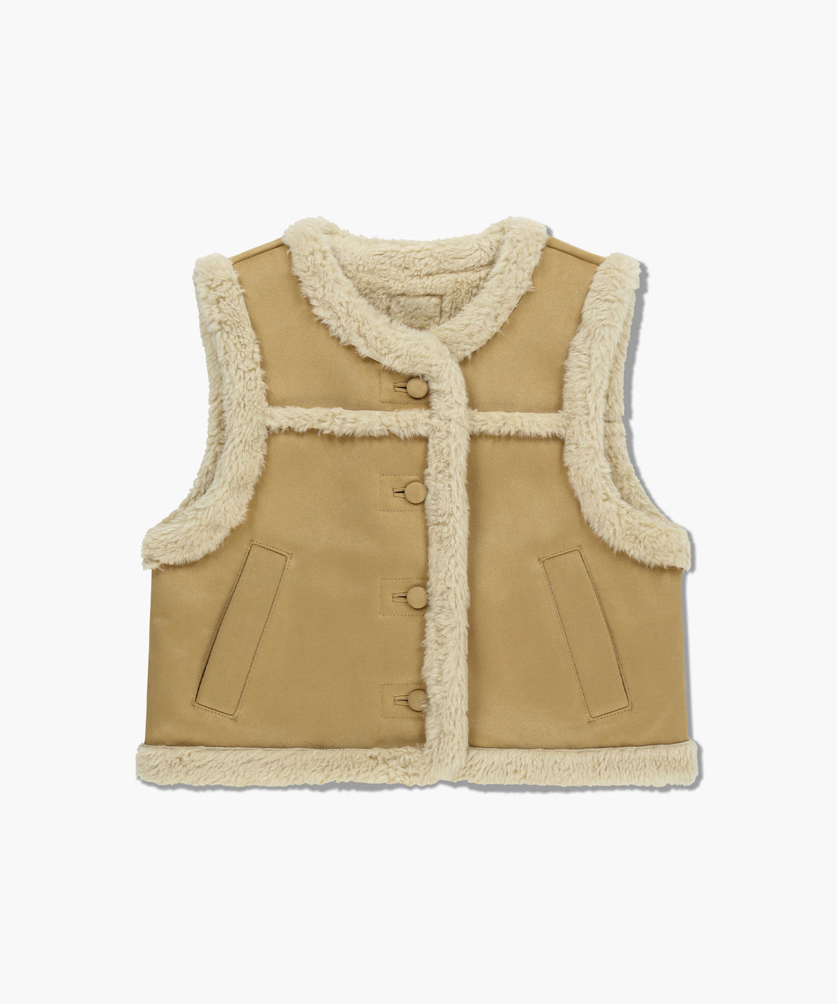 Marithe & Francois Girbaud - Shearling Crop Vest (Beige) product image 6 | TRAB K-Fashion Australia
