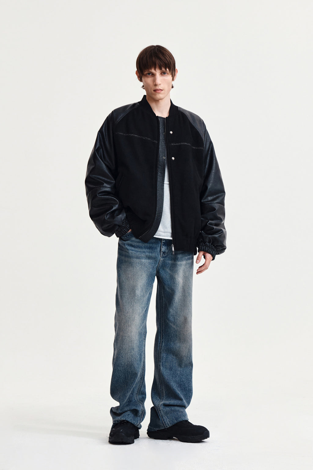 Matin Kim - Stunning Point Faux Leather Jumper (Black) product image 8 | TRAB K-Fashion Australia