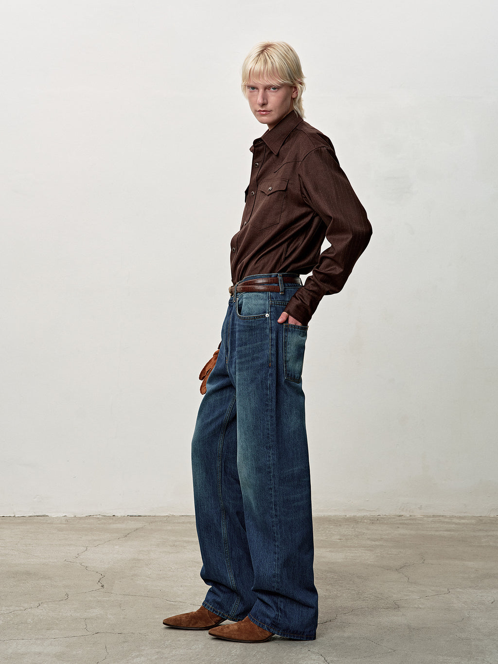 Tonywack - Striped Wool Western Shirt (Sepia Brown) product image 2 | TRAB K-Fashion Australia