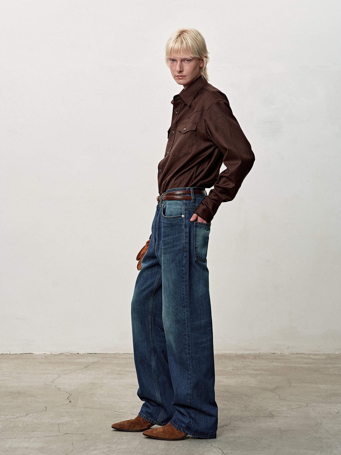 Tonywack - Striped Wool Western Shirt (Sepia Brown) product image 2 | TRAB K-Fashion Australia