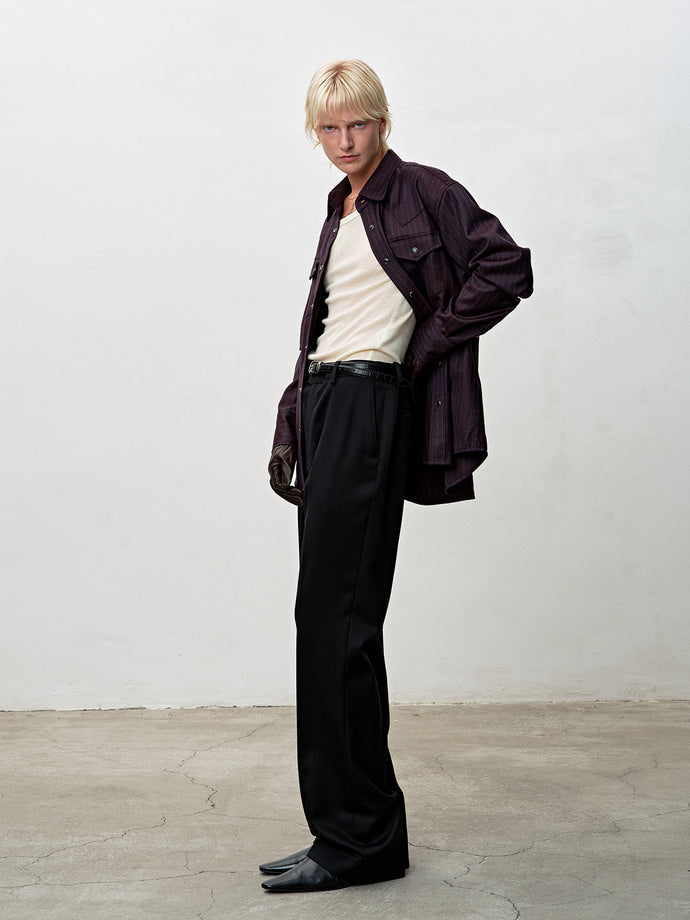 Tonywack - Striped Wool Western Shirt (Dark Burgundy) product image 4 | TRAB K-Fashion Australia