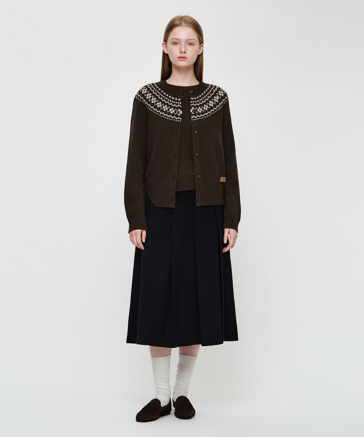 Marithe & Francois Girbaud - Small Classic Logo Nordic Cardigan Set Up (Brown) product image 5 | TRAB K-Fashion Australia