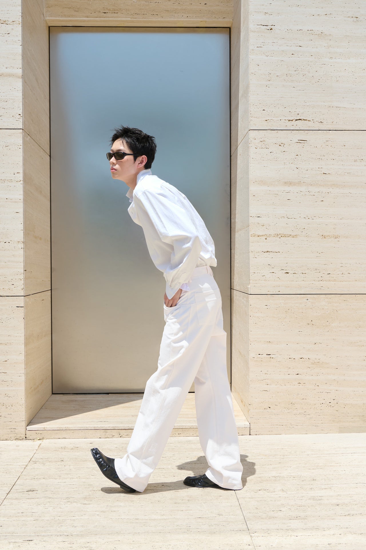 STU - Stand Collar Crease Shirt (White) product image 3 | TRAB K-Fashion Australia