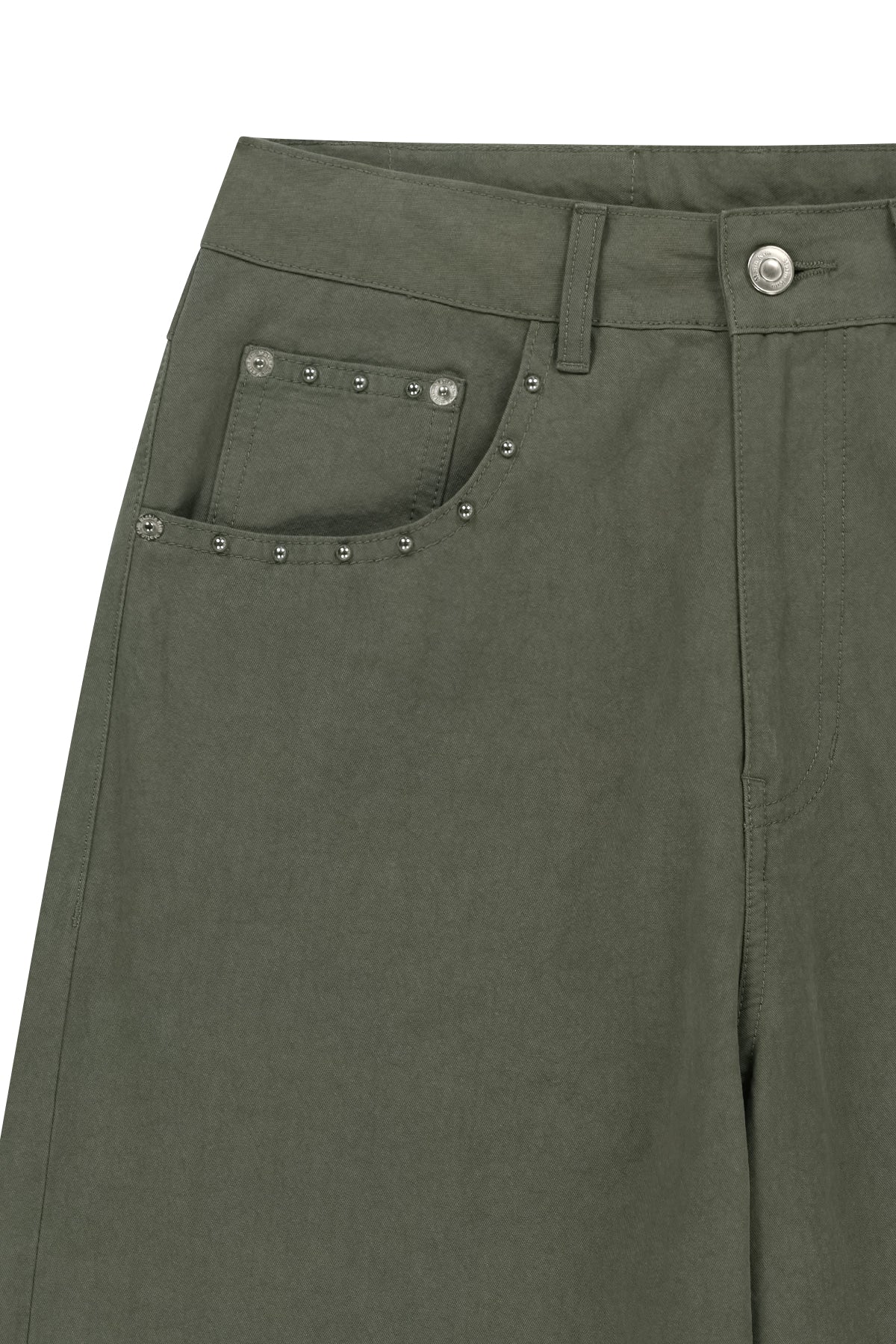 Matin Kim - Stud Point Color Denim Pants (Khaki) product image 3 | TRAB K-Fashion Australia