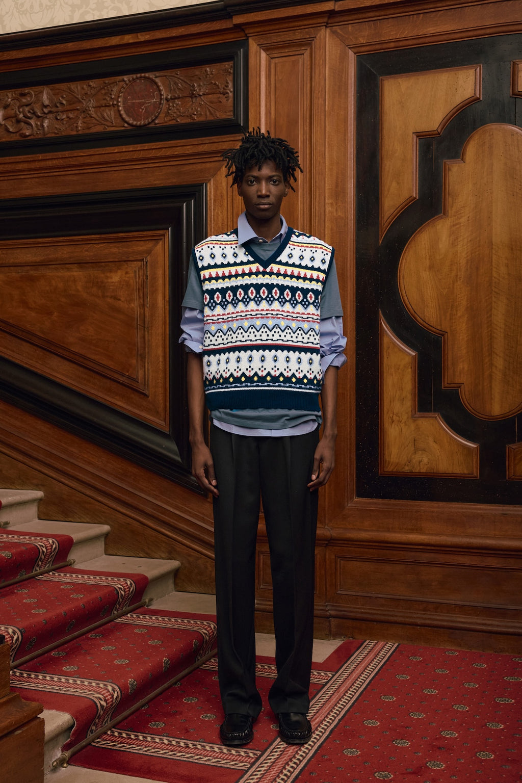 STU - Jacquard Sweater Vest (Navy) product image 5 | TRAB K-Fashion Australia