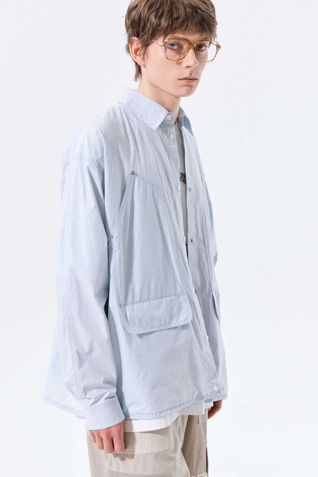 Matin Kim - Washed Cotton Drawstring Shirt (Sky) product image 12 | TRAB K-Fashion Australia