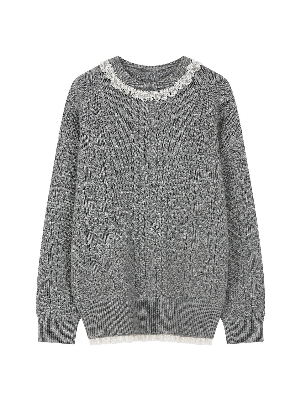 Margarin Fingers - Lace Cable-Knit (Grey) product image 2 | TRAB K-Fashion Australia