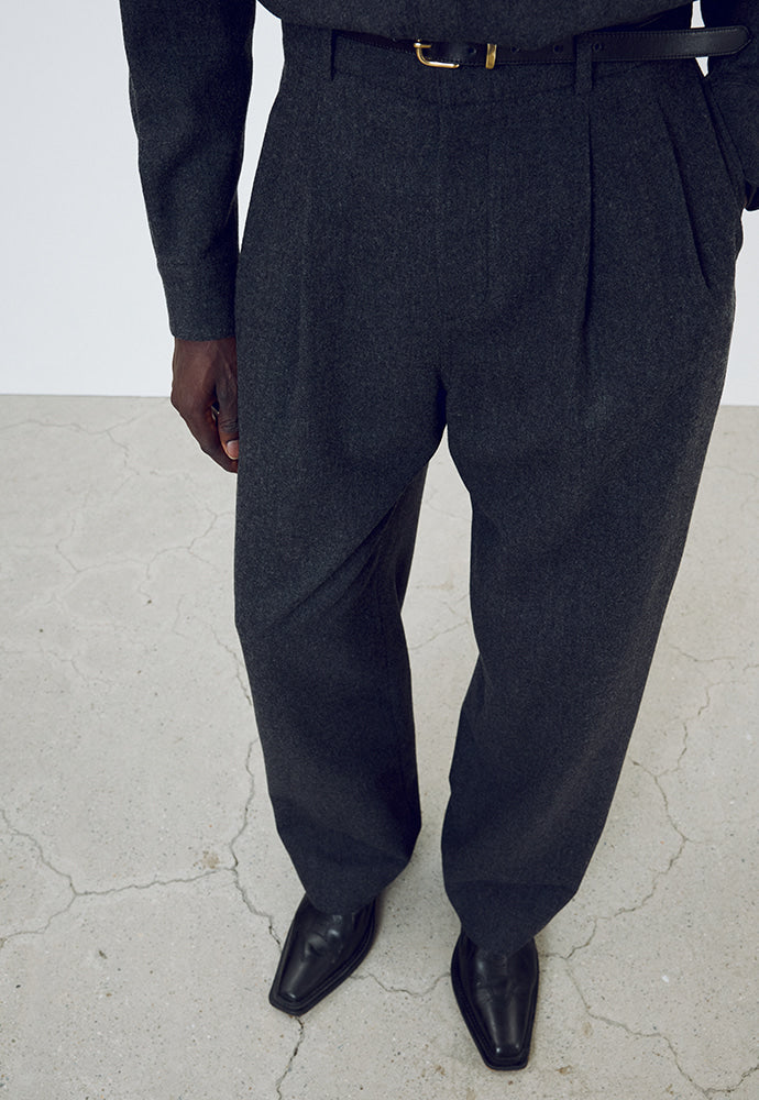 Tonywack - Virgin Wool Double-Pleats Wide Trousers (Grey) product image 6 | TRAB K-Fashion Australia