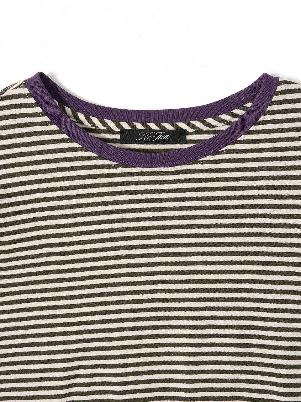 Kijun - Stripe Mid Sleeve Tee (Khaki) product image 8 | TRAB K-Fashion Australia