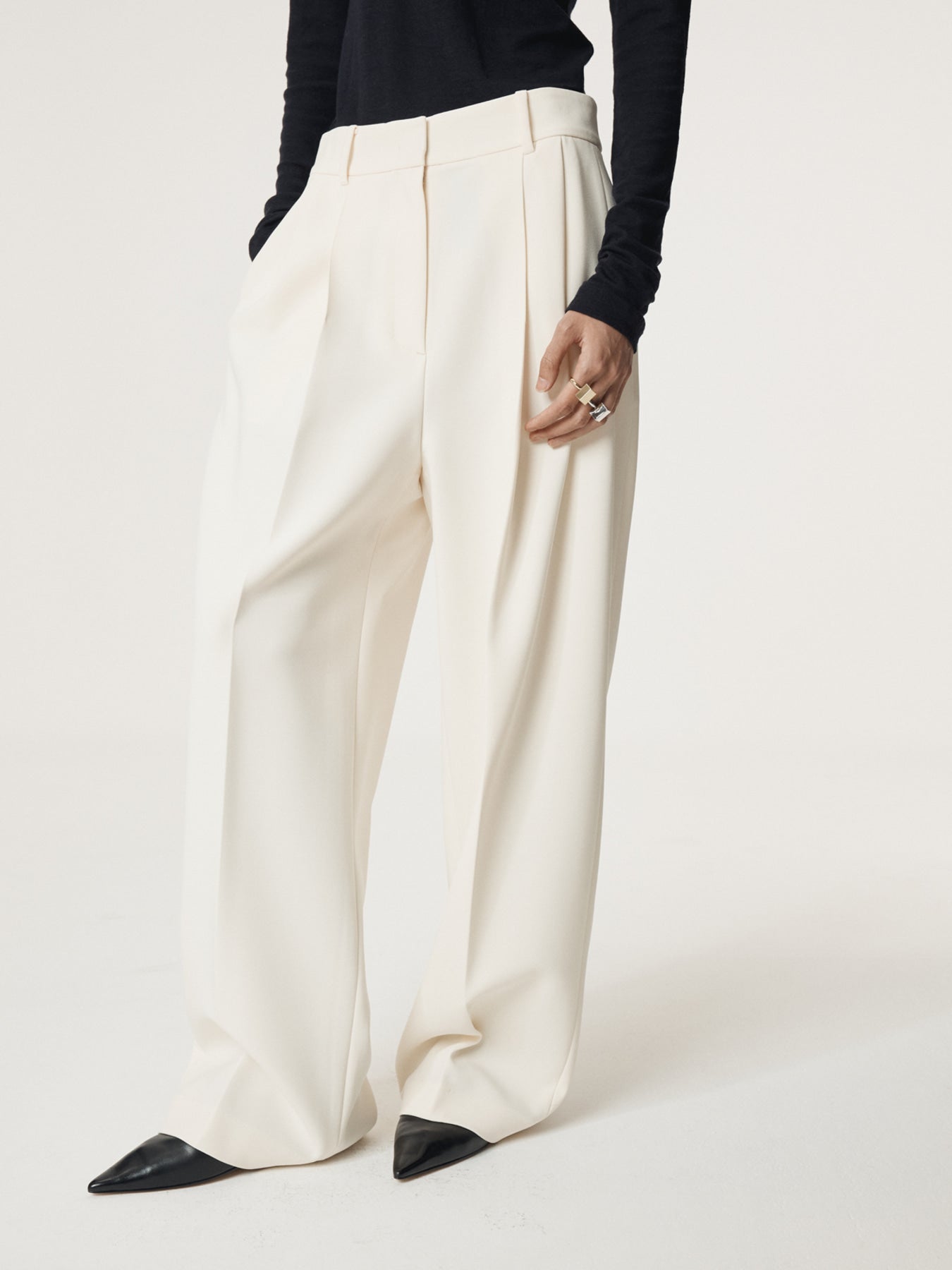 Recto - Double Pleated Wide Pants (Cream) product image 5 | TRAB K-Fashion Australia