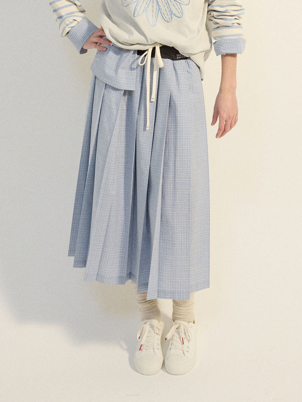 Mardi Mercredi - Cotton Pleated Maxi Skirt Check (Mint) product image 1 | TRAB K-Fashion Australia