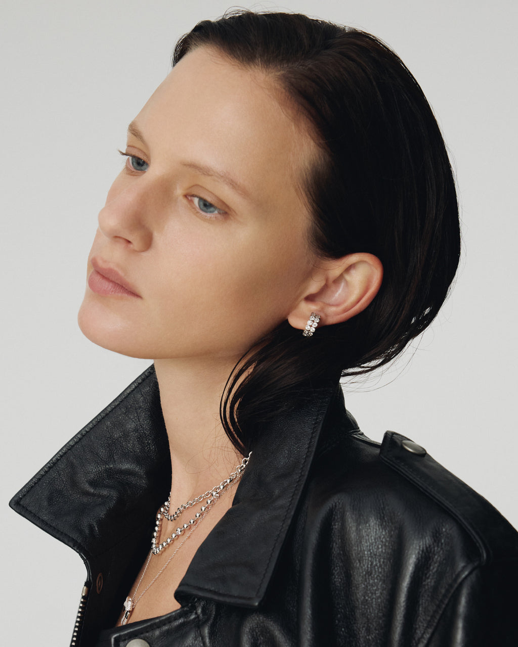 Numbering - Double Row Bezel Set Hoop Earrings #3202 product image 1 | TRAB K-Fashion Australia