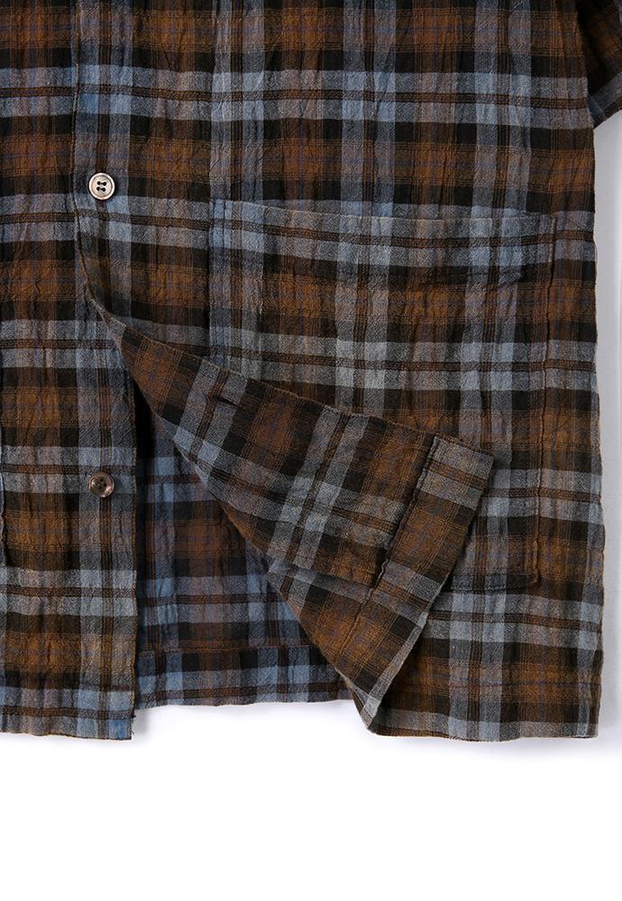 Art if acts - Check Two Pocket Half Shirt (Blue/Brown) product image 16 | TRAB K-Fashion Australia