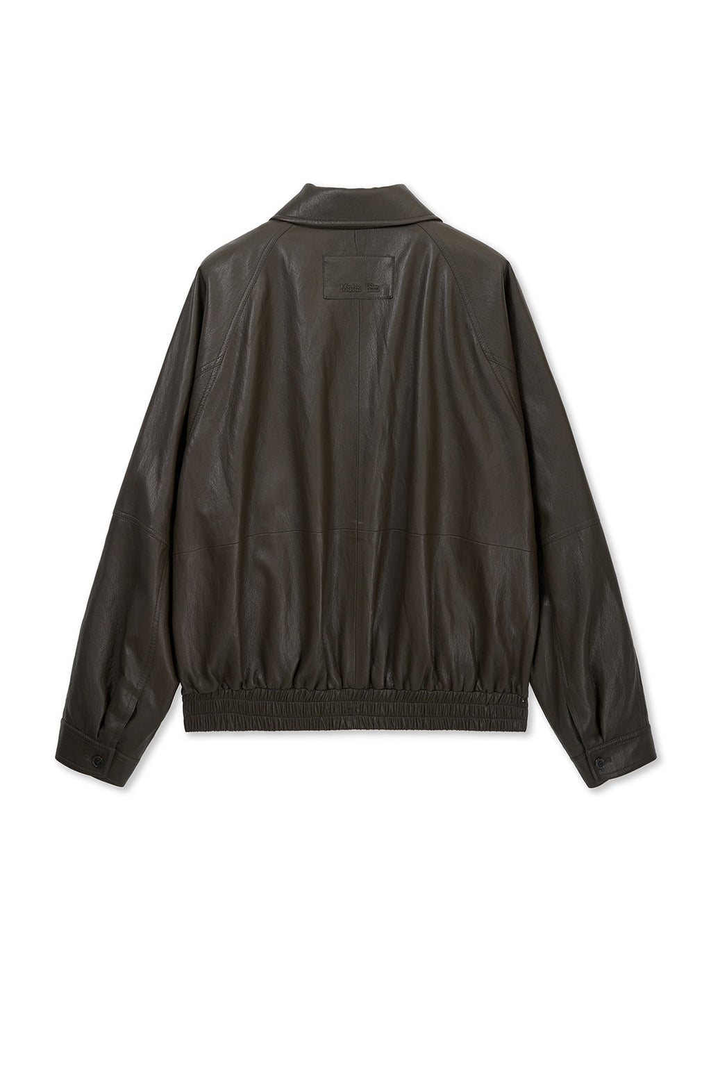 Matin Kim - Small Logo Faux Leather Zip Up Jumper (Brown) product image 2 | TRAB K-Fashion Australia