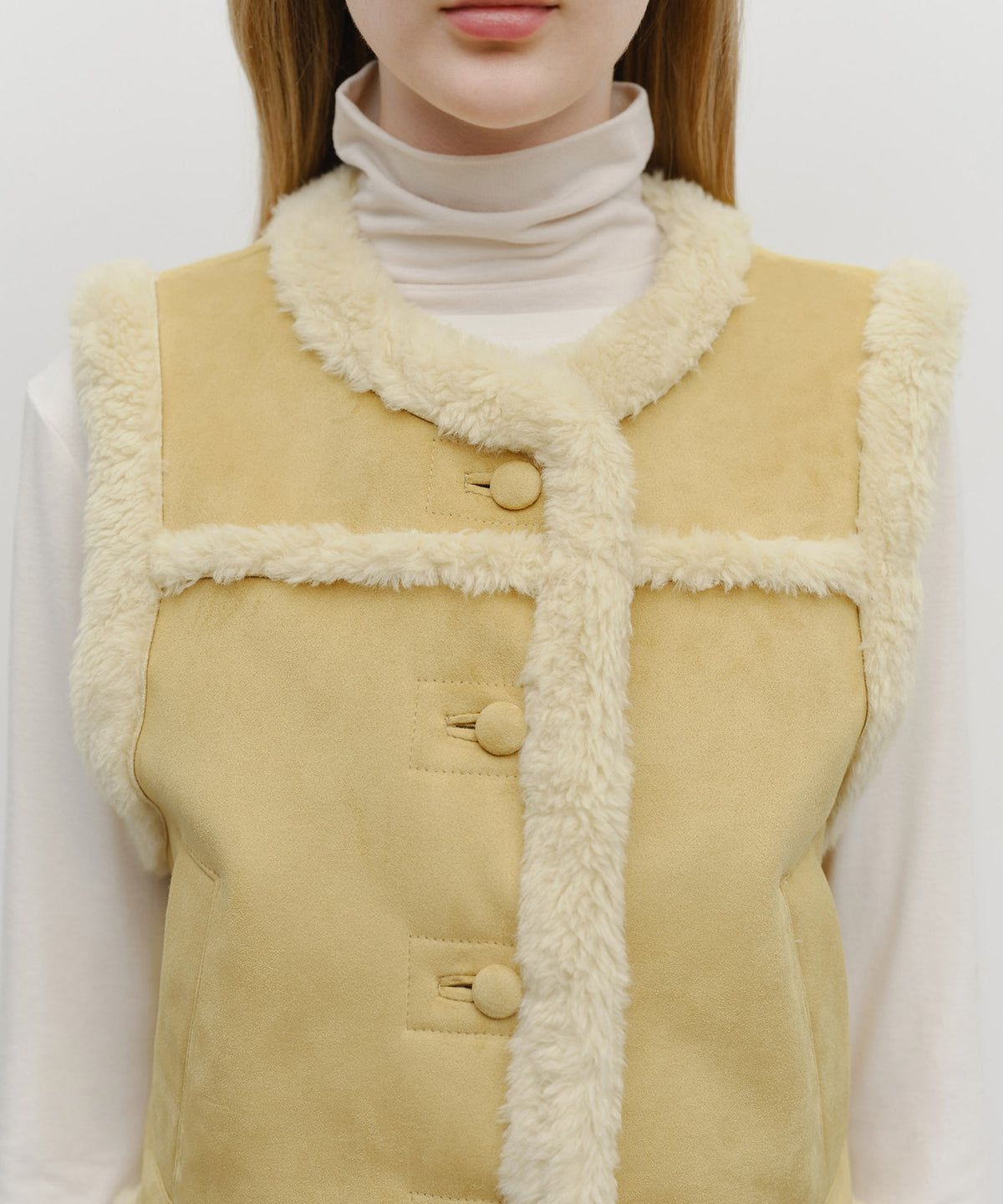 Marithe & Francois Girbaud - Shearling Crop Vest (Beige) product image 4 | TRAB K-Fashion Australia