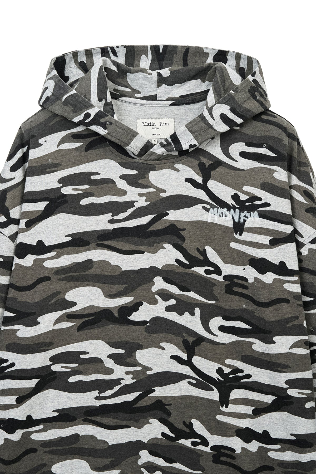 Matin Kim - Typo Artwork Camouflage Hoody (Khaki) product image 3 | TRAB K-Fashion Australia