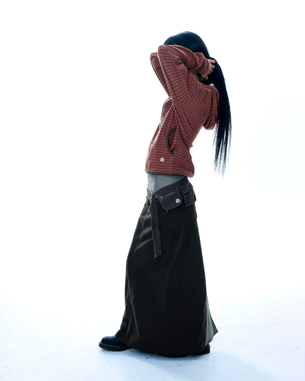 Coyseio - Stripe Fleece Hood Zip-Up (Red) product image 12 | TRAB K-Fashion Australia