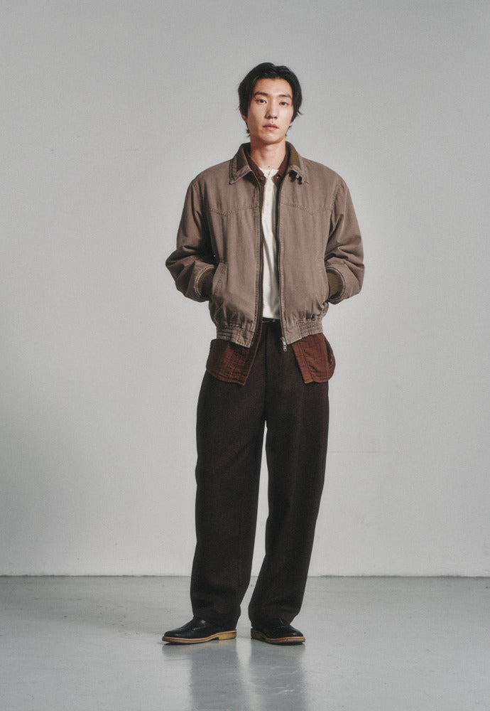 Art if acts - Comfy Side Tuck Curved Trousers (Brown) product image 1 | TRAB K-Fashion Australia