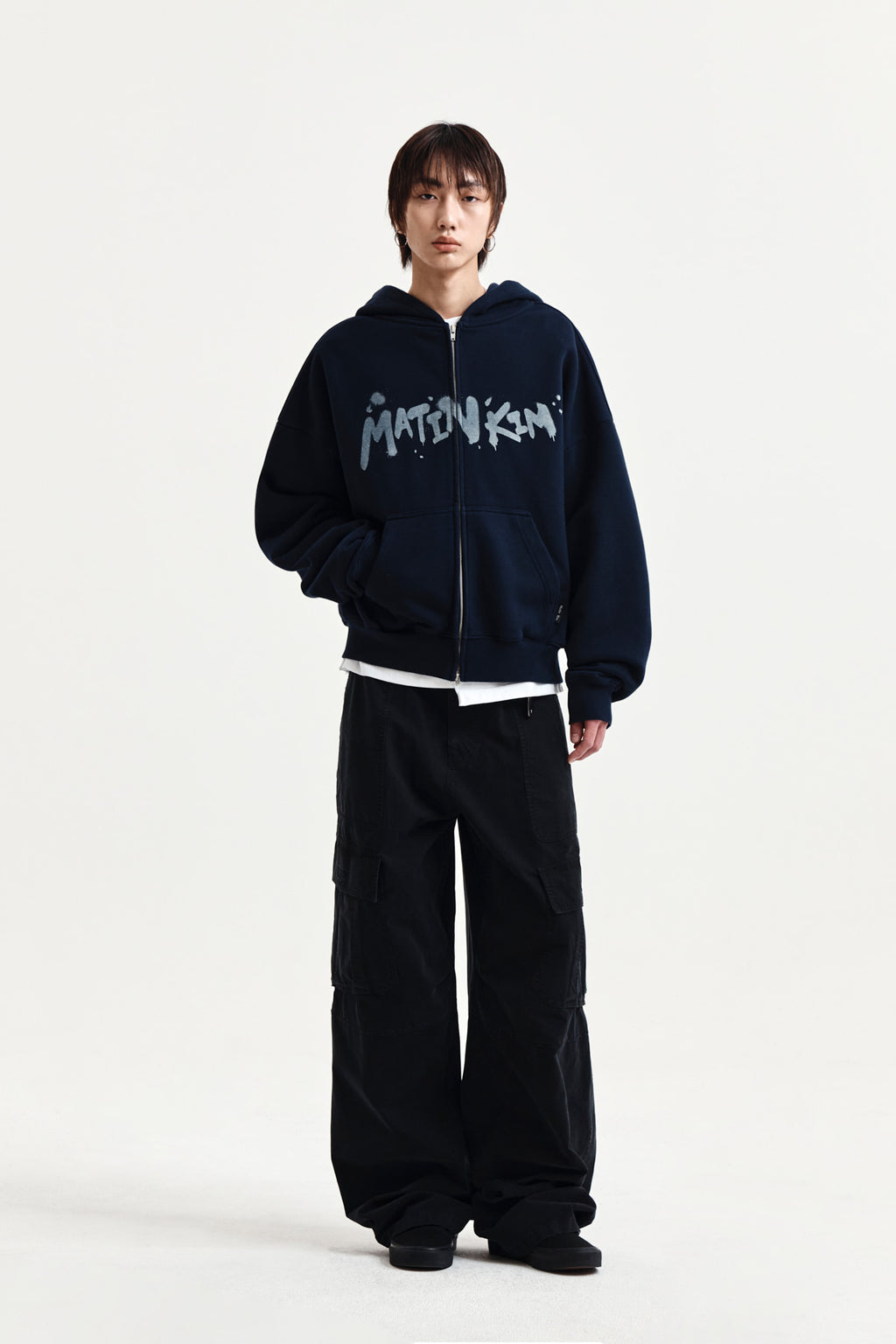 Matin Kim - Graffiti Logo Hoody Zip Up (Navy) product image 13 | TRAB K-Fashion Australia