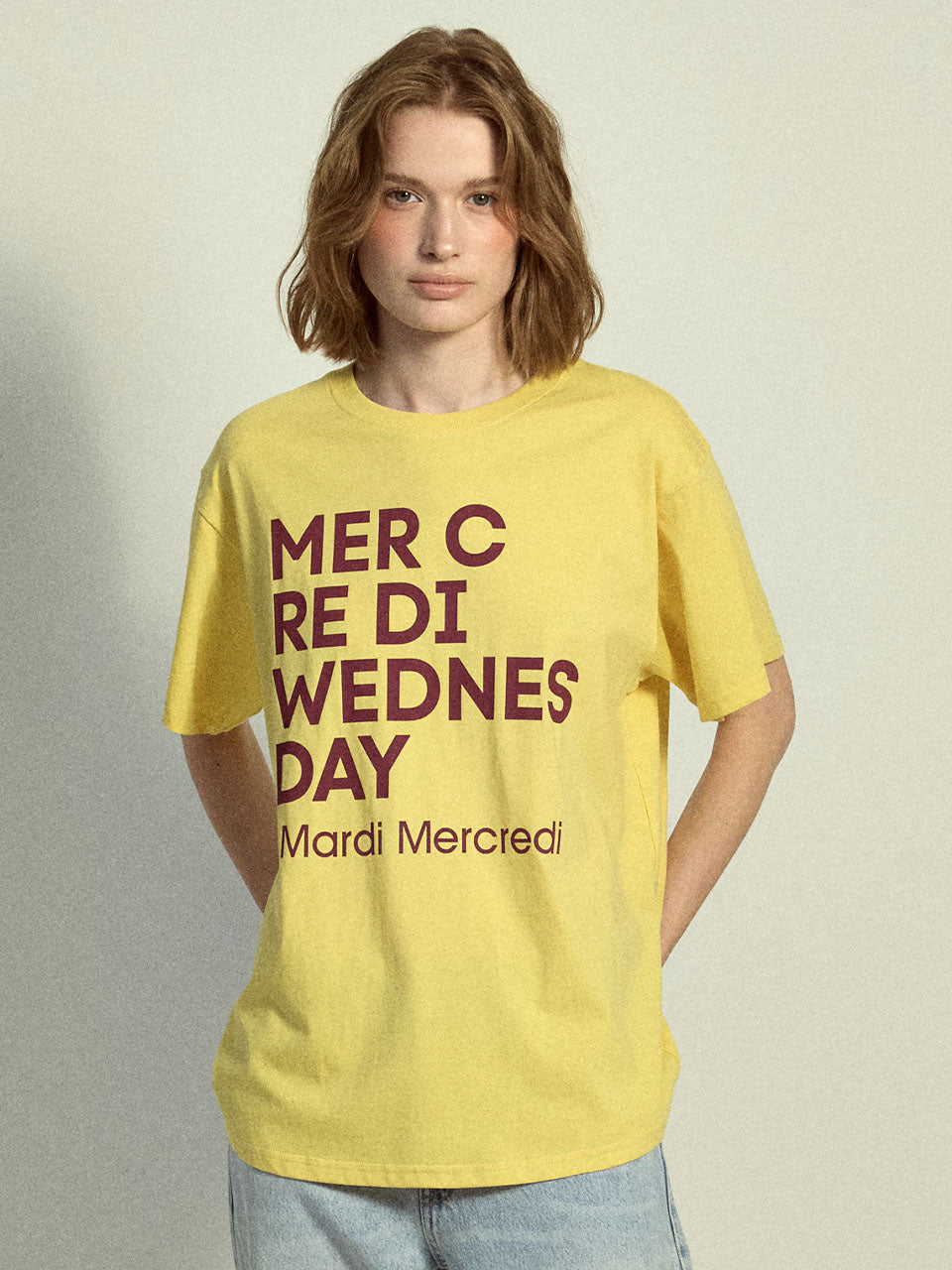 Mardi Mercredi - Tshirt Du Mercredi (Yellow Burgundy) product image 1 | TRAB K-Fashion Australia