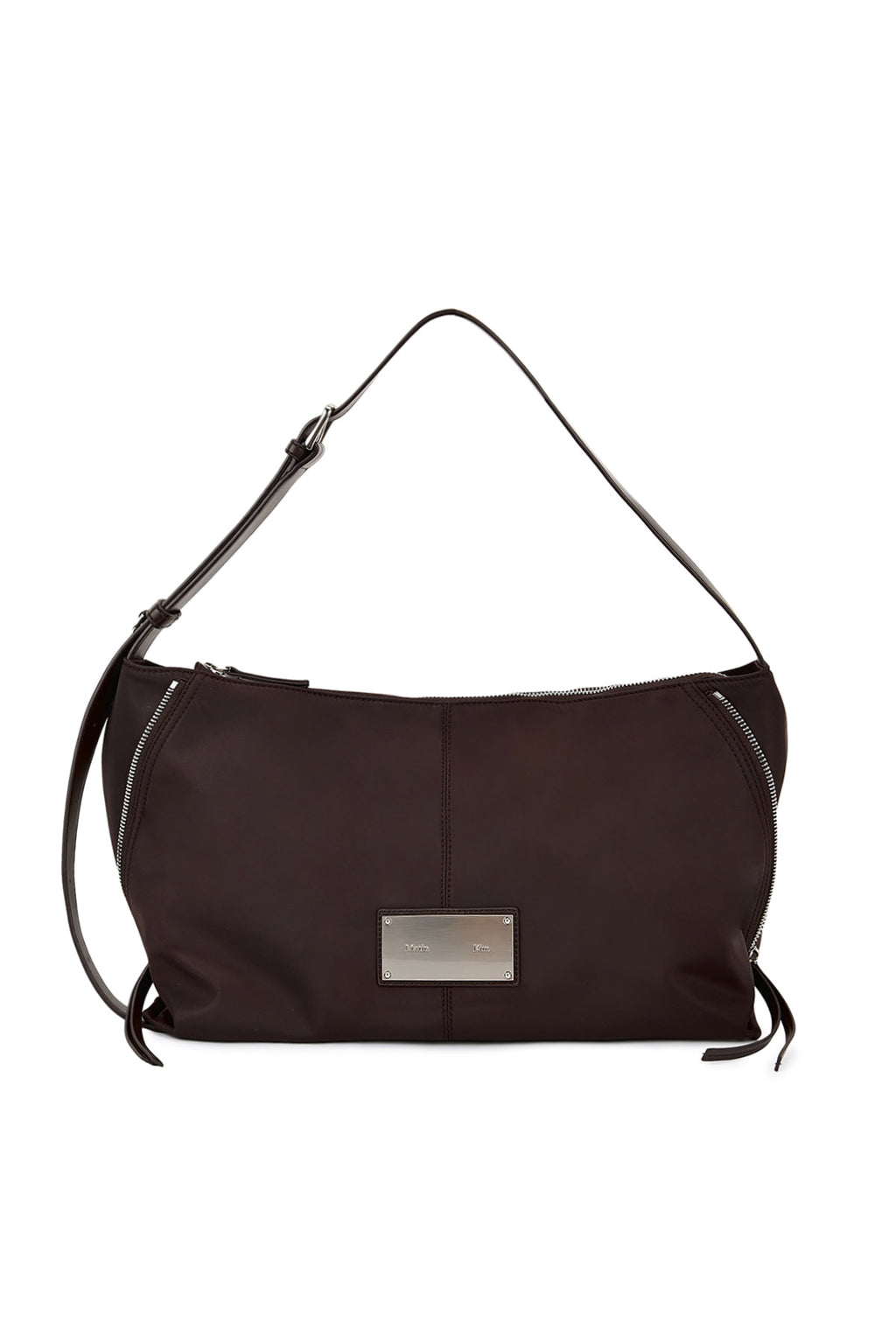 Matin Kim - Side Zipper Fabric Shoulder Bag (Brown) product image 1 | TRAB K-Fashion Australia