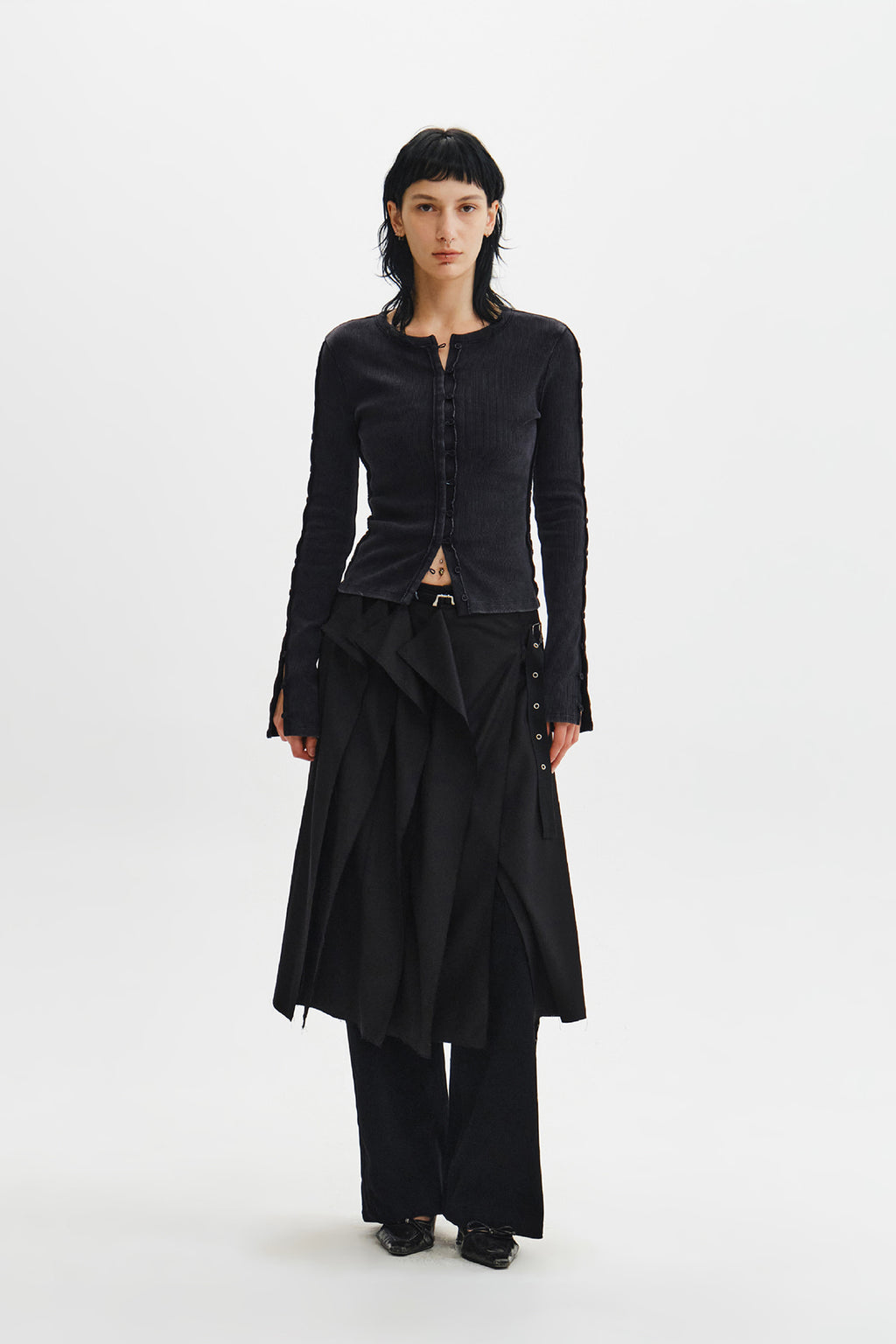 Matin Kim - Washed Rib Button Detail Top (Charcoal) product image 13 | TRAB K-Fashion Australia