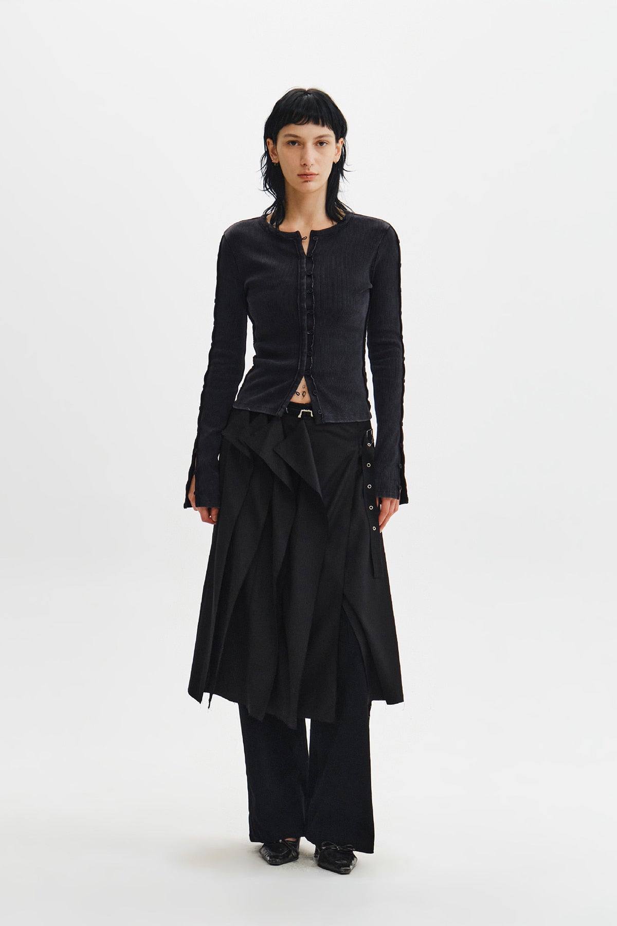 Matin Kim - Washed Rib Button Detail Top (Charcoal) product image 13 | TRAB K-Fashion Australia