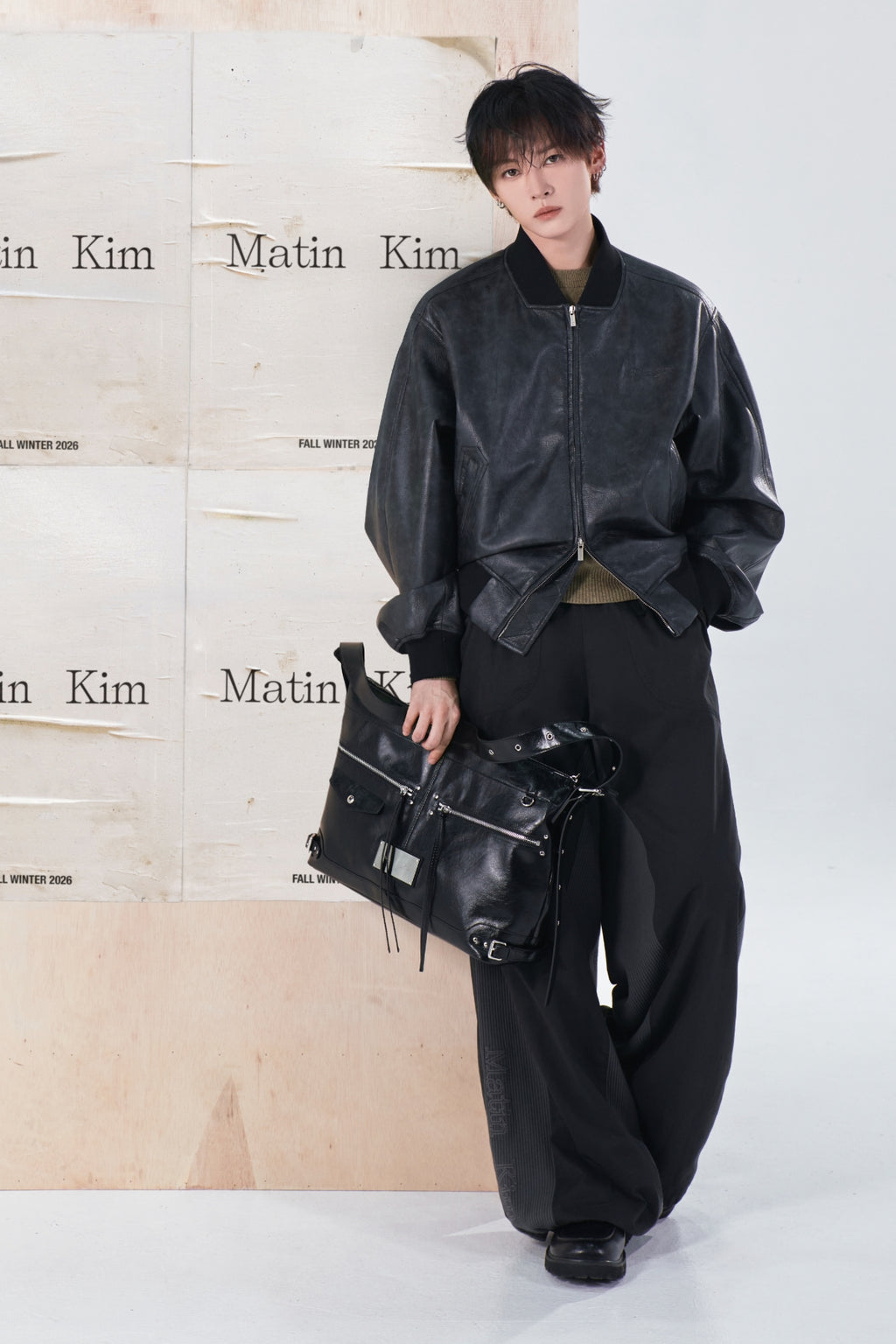 Matin Kim - Waffle Color Block Track Pants (Black) product image 1 | TRAB K-Fashion Australia