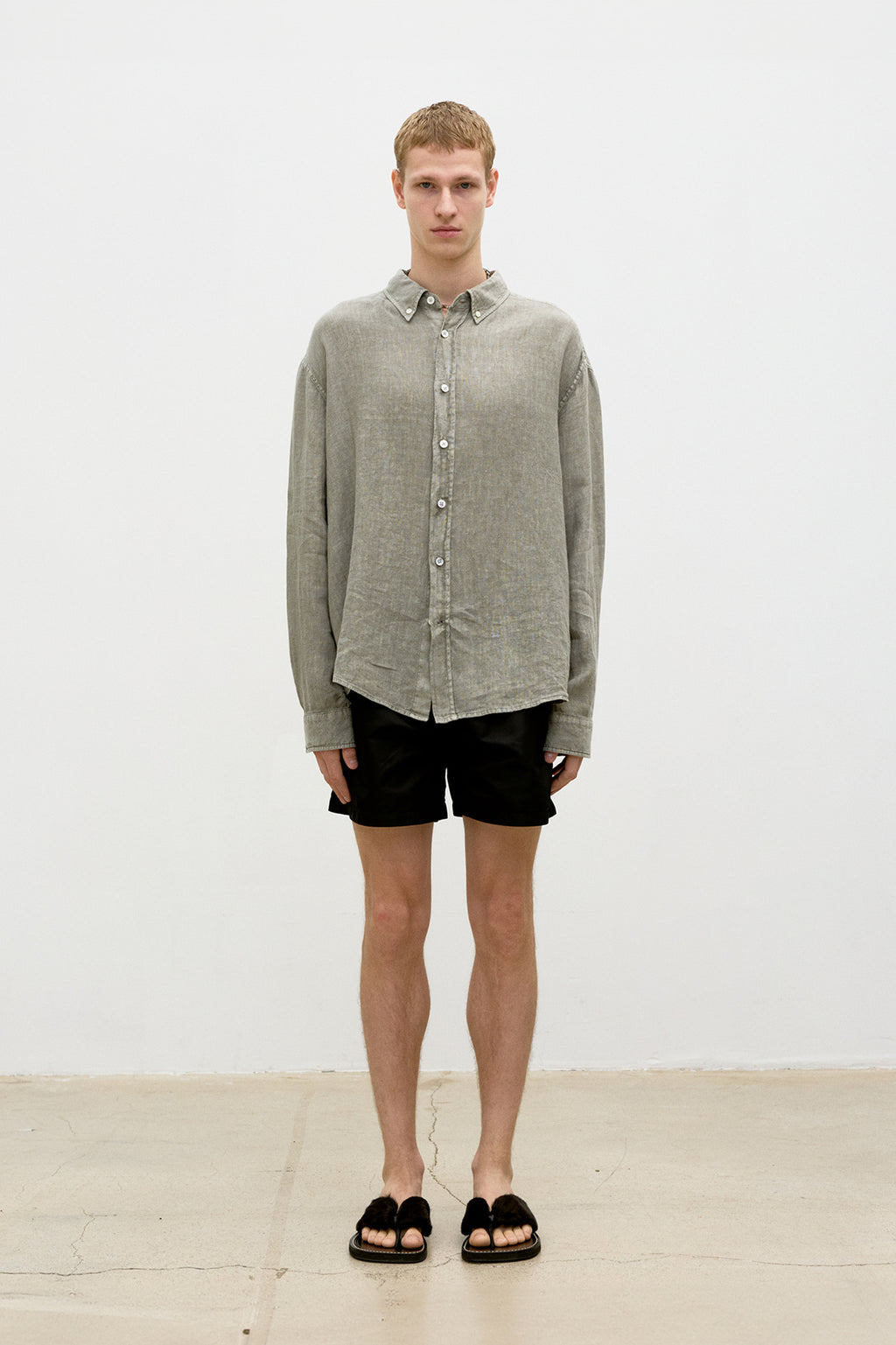 Coor - Linen Dyed Oversized Shirt (Washed Sand Beige) product image 2 | TRAB K-Fashion Australia