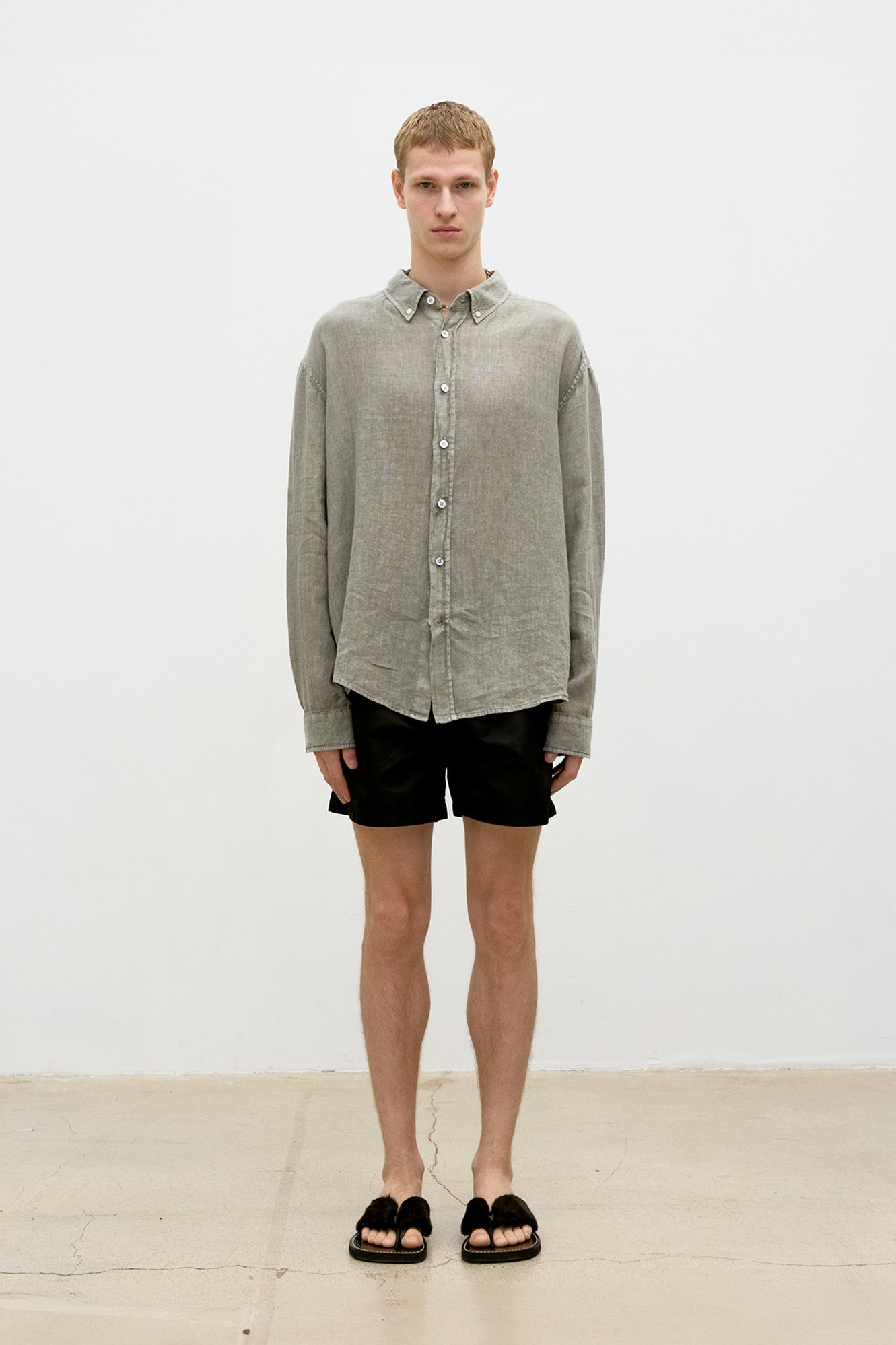 Coor - Linen Dyed Oversized Shirt (Washed Sand Beige) product image 2 | TRAB K-Fashion Australia