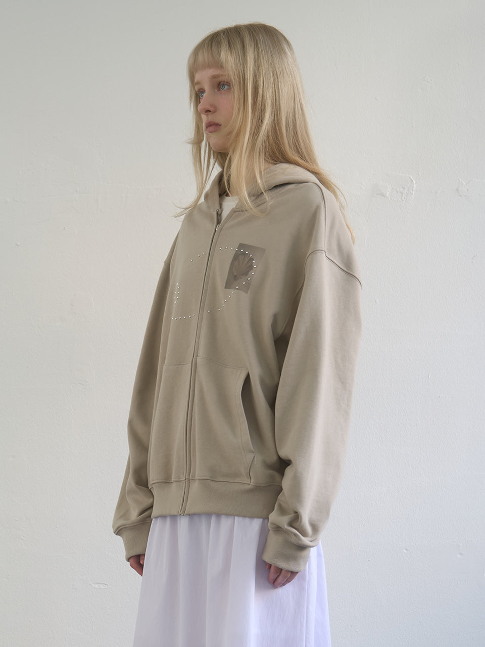 Kijun - Dusty Zip-Up Hoodie (Sand) product image 2 | TRAB K-Fashion Australia