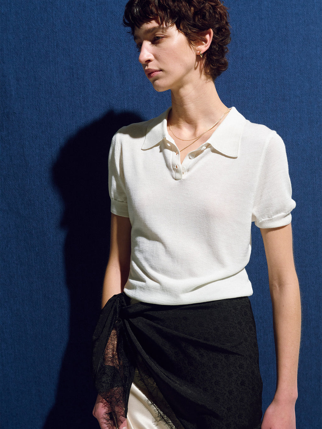 Tonywack - Silk Cotton Polo Shirt (Off White) product image 2 | TRAB K-Fashion Australia