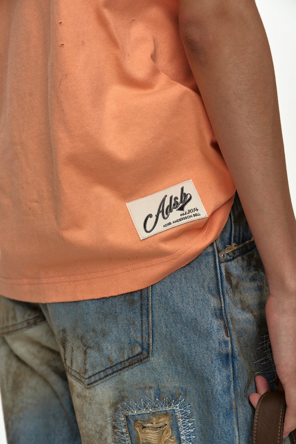 Andersson Bell - (essential) Unisex Spray Washed Heart Message T-Shirt (Orange) product image 7 | TRAB K-Fashion Australia