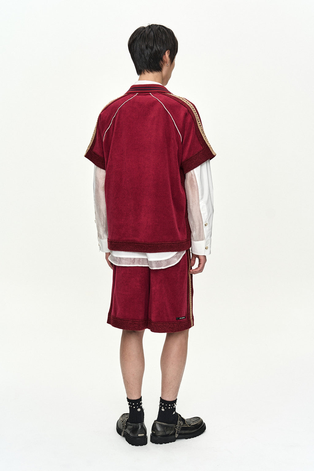 Andersson Bell - Lagos Terry Open Collar Shirt (Wine) product image 4 | TRAB K-Fashion Australia