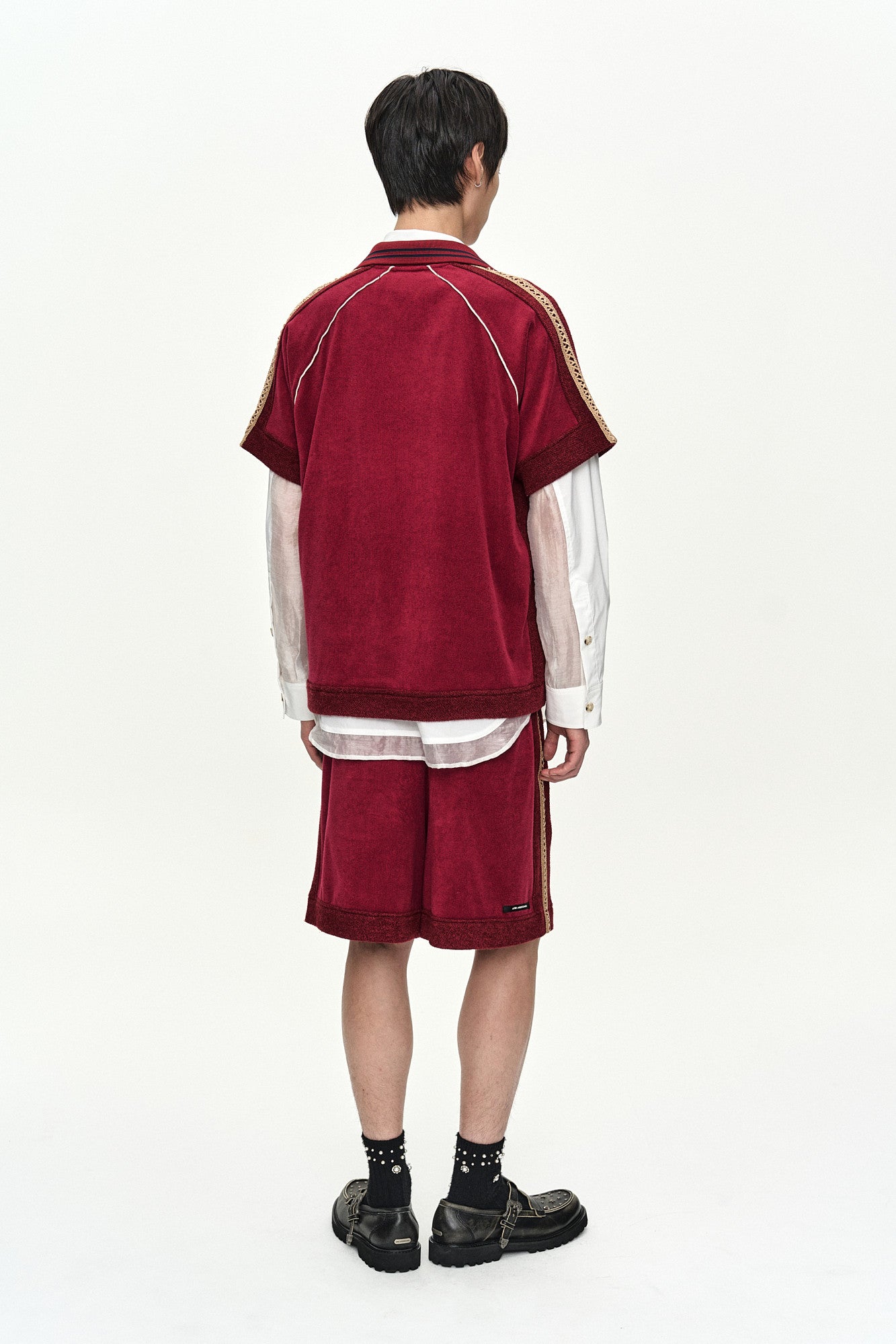 Andersson Bell - Lagos Terry Open Collar Shirt (Wine) product image 4 | TRAB K-Fashion Australia