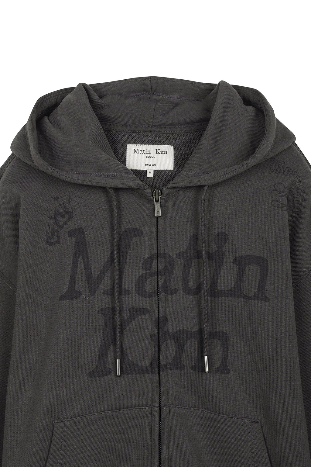 Matin Kim - Graffiti Artwork Hoody Zip Up (Charcoal) product image 3 | TRAB K-Fashion Australia