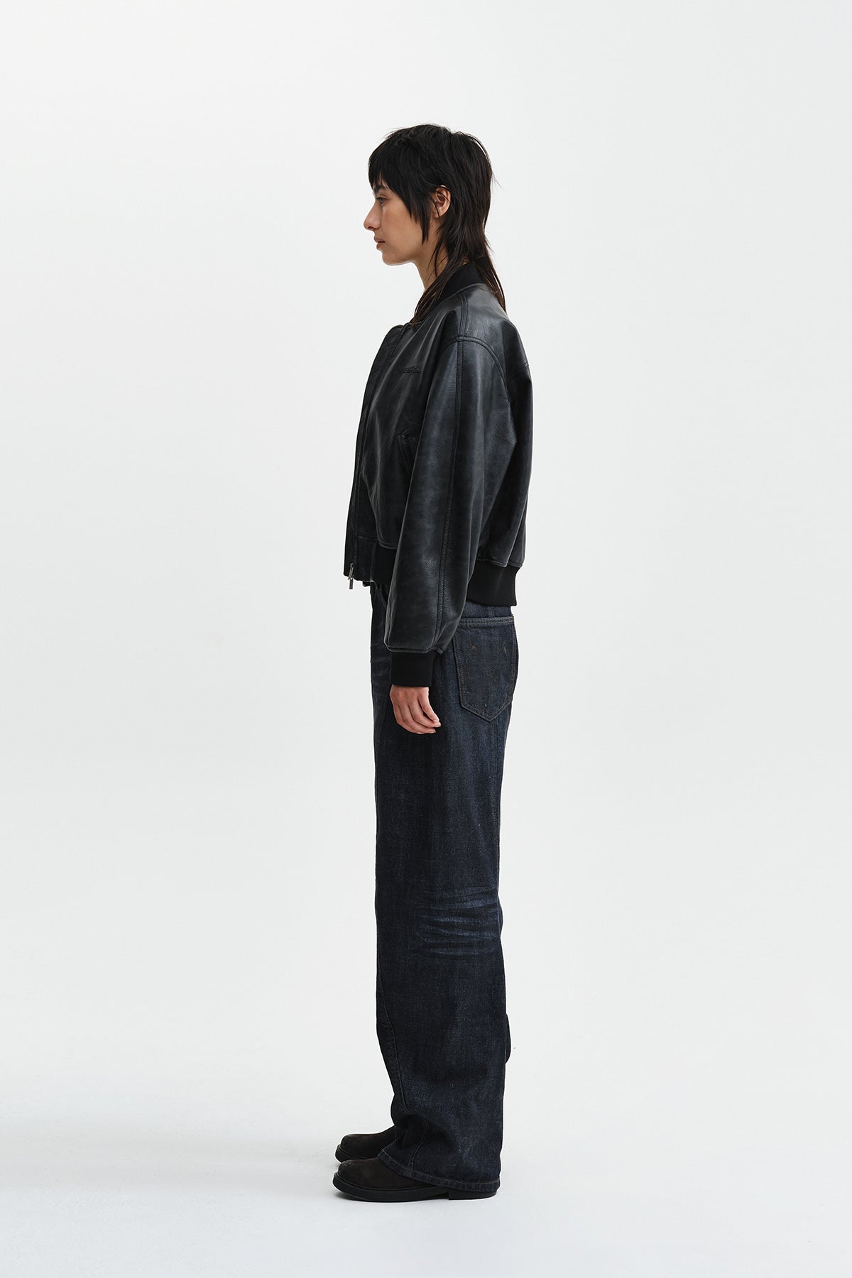 Matin Kim - Faux Leather Rib Collar Blouson (Black) product image 7 | TRAB K-Fashion Australia