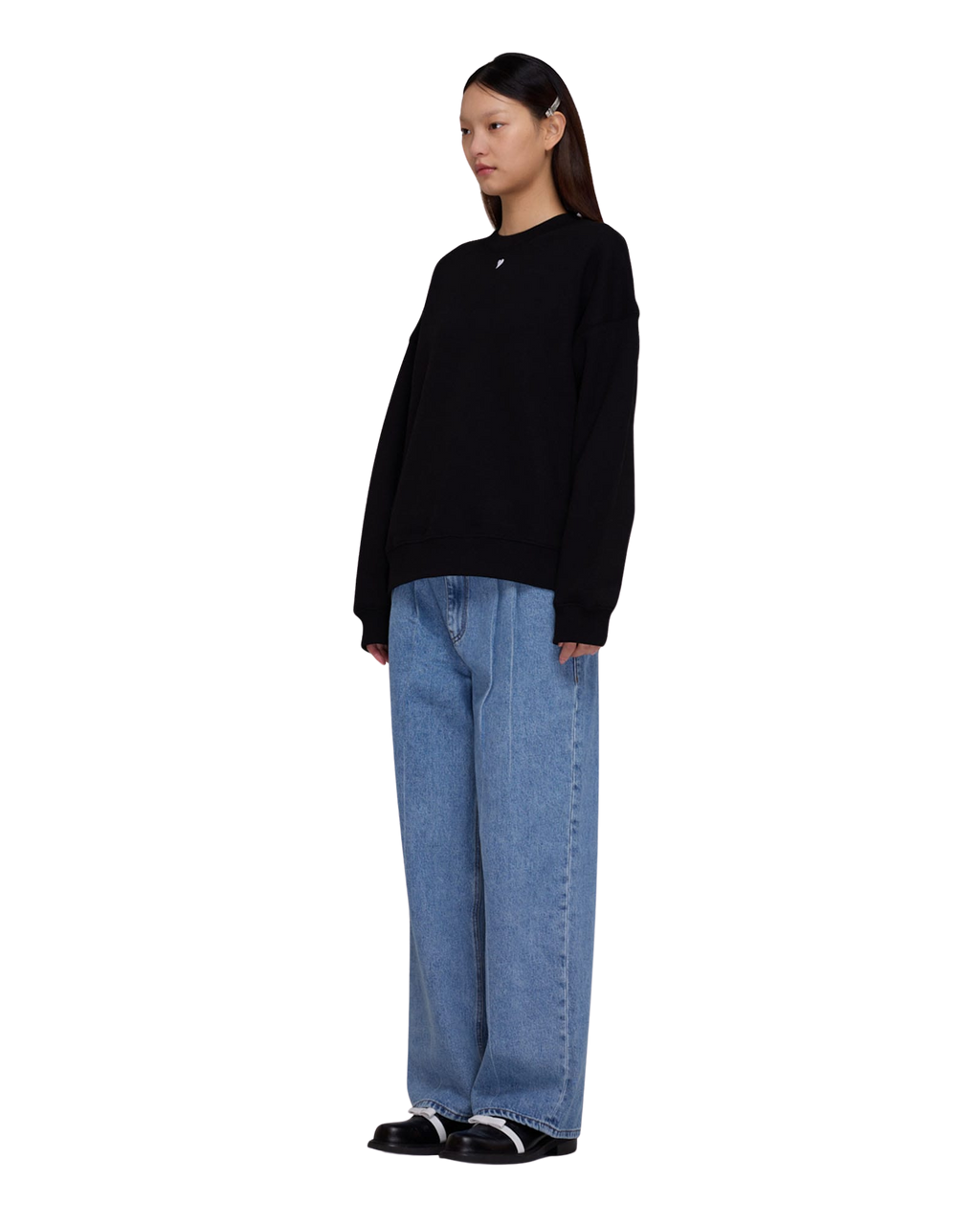 Kimhe Kim - Heart Embroidered Sweatshirt (Black) product image 2 | TRAB K-Fashion Australia