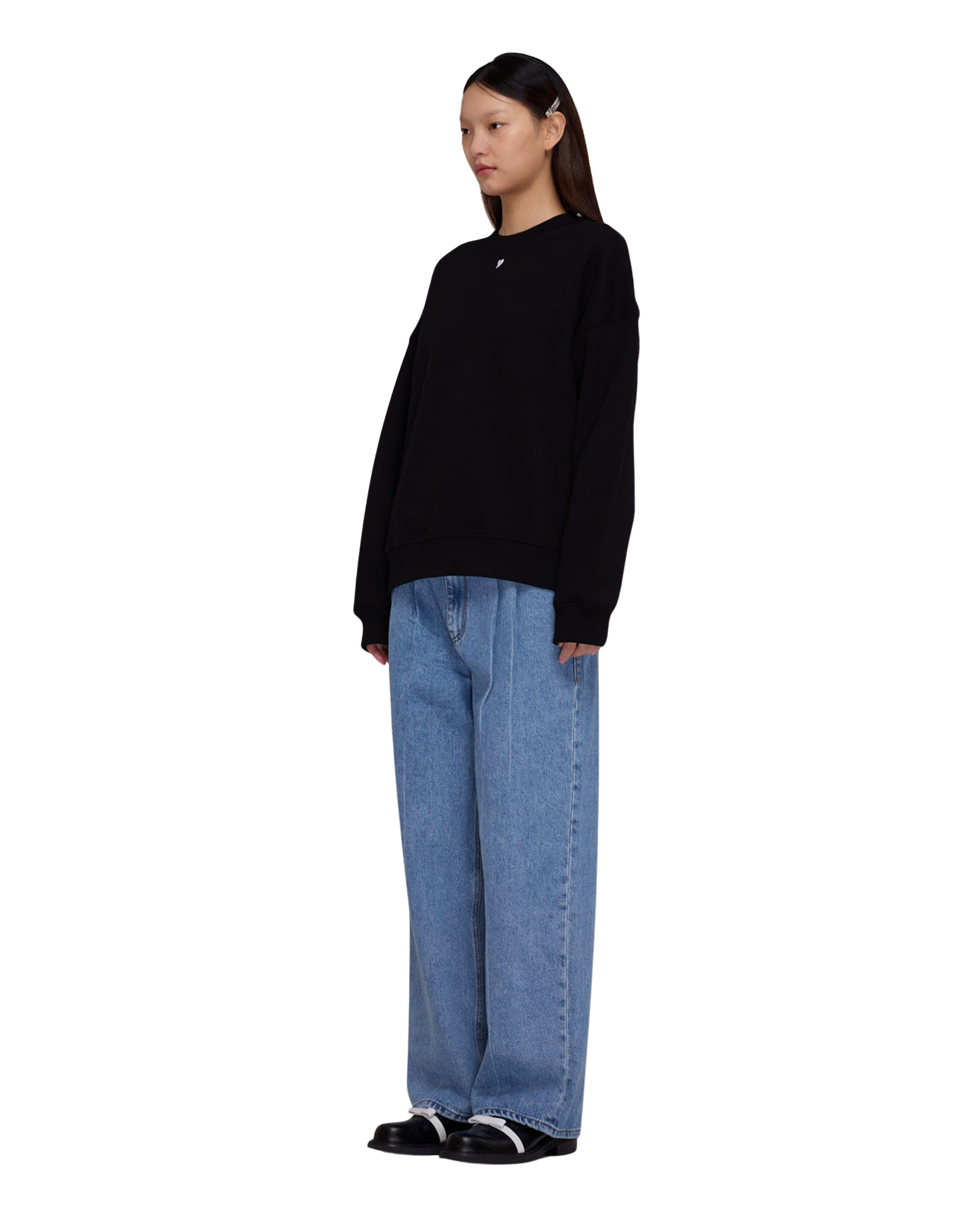 Kimhe Kim - Heart Embroidered Sweatshirt (Black) product image 2 | TRAB K-Fashion Australia
