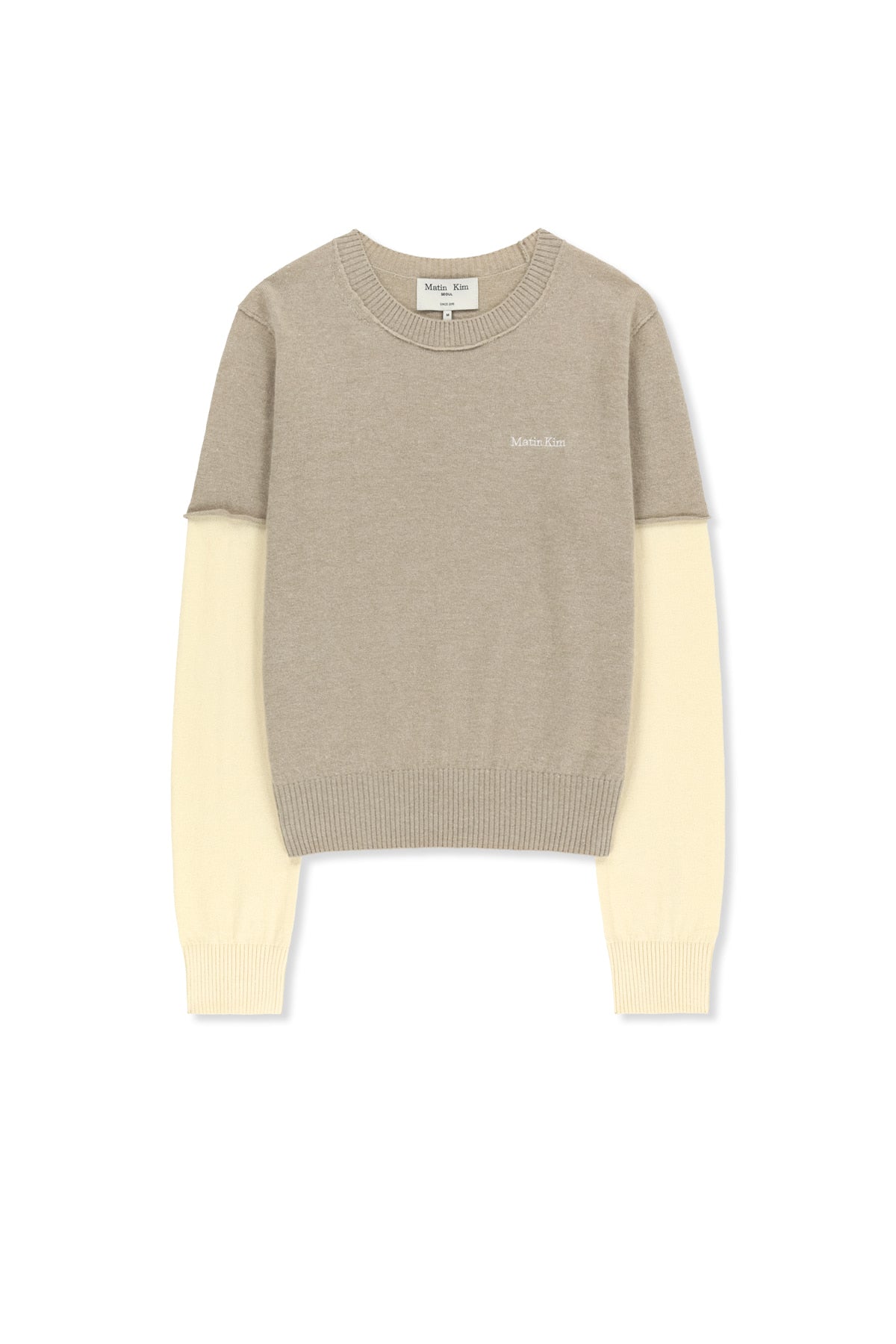 Matin Kim - Cashmere Blended Two Tone Knit Pullover (Beige) product image 1 | TRAB K-Fashion Australia